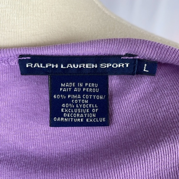 Ralph Lauren Sport Lilac/Lavender Deep Scoop Neck Ribbed Top - Size Large - Picture 7 of 9